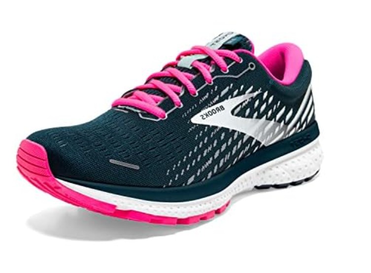Brooks Women’s Ghost 13 Running Shoe – Reflective Pond/Pink/Ice – 6 Medium