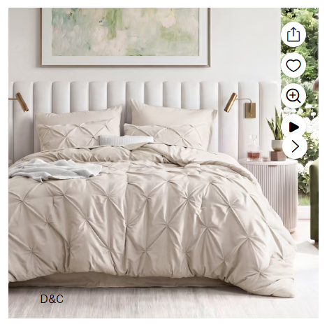 U by Bedsure King Comforter Set Beige, Bed in a Bag King Size Bedding, 7 Pieces Pinch Pleat All Season Comforter with Sheets, Pillowcases & Shams