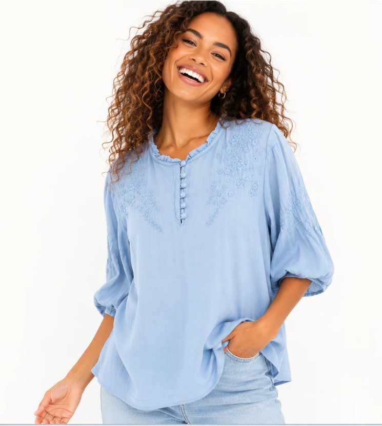 Chic YC Women’s Blouse Spring Summer Boho Embroidery Half-Sleeve Casual Shirt
