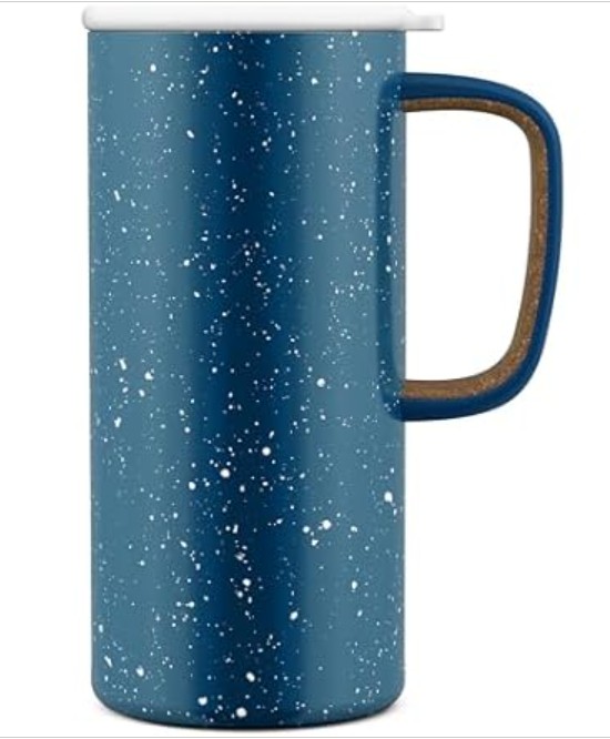 Ello Campy 18oz Stainless Steel Travel Mug with Handle and Leak Proof Lid | Vacuum Insulated Coffee Cup for Hot or Cold Drinks | Reusable, BPA Free | Gift for Coffee Lovers, Sea