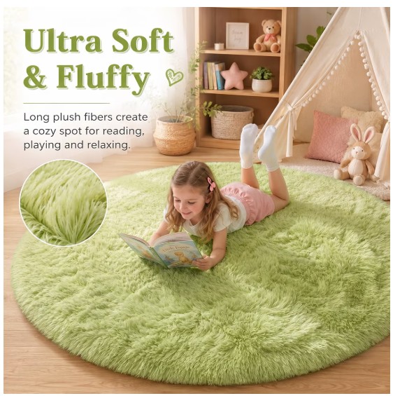 Sanmadrola Super Soft Fluffy Indoor Area Rugs 4×4 Feet, Fuzzy Rugs for Bedroom Living Room, Shaggy for Nursery Baby Room Kids Rugs, Furry Rug Shag Carpet for Boys Girls Dorm Room