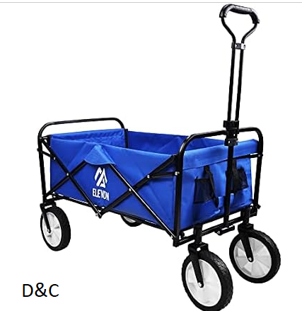 Elevon Heavy Duty Steel Frame Collapsible Folding 150 Pound Capacity Outdoor Camping Garden Utility Wagon Yard Cart, Blue