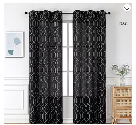 Luke Embroidered Grommet Top Light-Filtering Set of 2 Curtain Panel