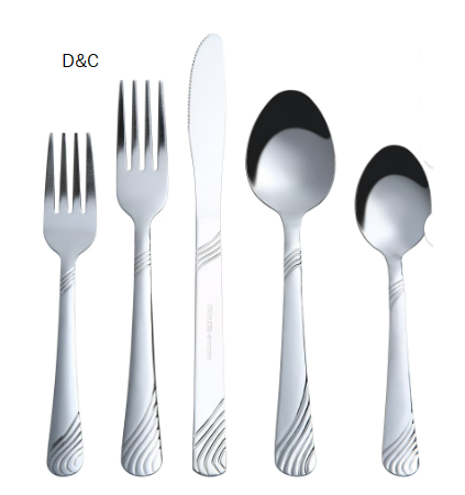 Mainstays Swirl 49 Piece Stainless Steel Flatware and Organizer Tray Set, Silver, Service for 8 3.29 lb
