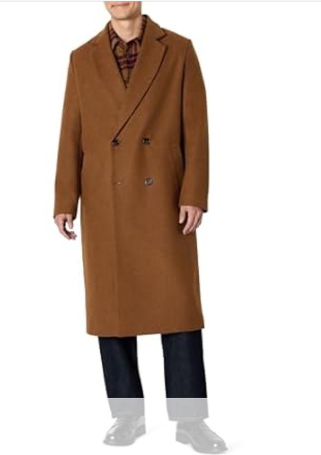 Amazon Essentials Men’s Regular-Fit Double Breasted Wool Blend Longline Topcoat, Charcoal Heather, Medium