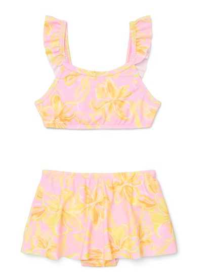 Wonder Nation Baby and Toddler Girls Ruffle Bikini Top and Bottoms Swim Set, 2-Piece, Sizes 12M-5T