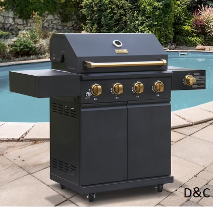 Gordon Ramsay Collections THOR Kitchen Outdoor Black 4-Burner Gas Grill w/ Cover
