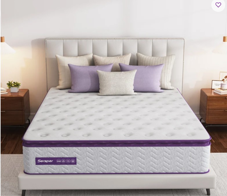 Pillow Top Medium Hybrid Mattress – AeroChar Bamboo Charcoal Foam, 5-Zone Support,