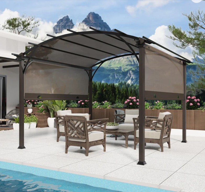 11.4 Ft. W x 11.4 Ft. D Aluminum Pergola with Canopy