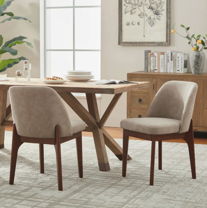 Bason Upholstered Faux Leather Dining Chairs Set Of 6