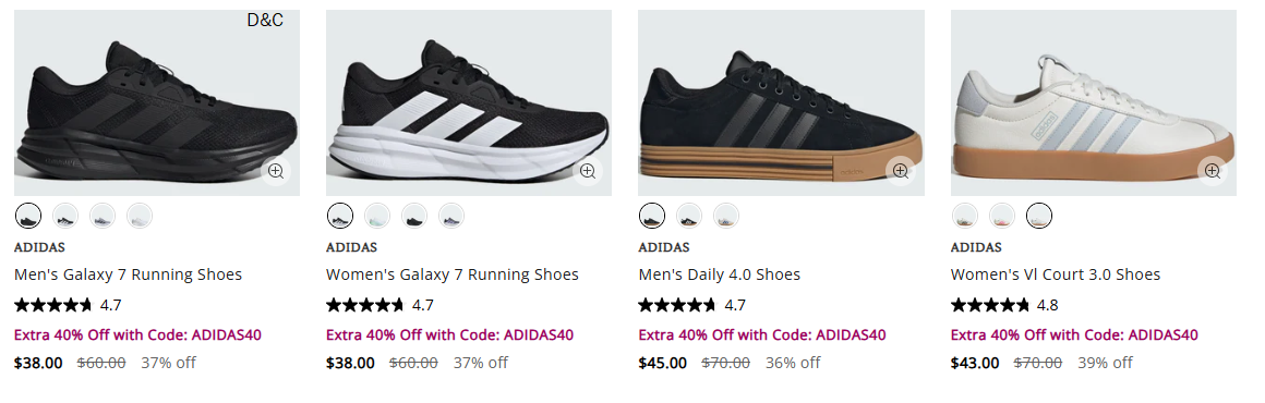 Adidas up to 70% off + extra 40% off w/ code ADIDAS40