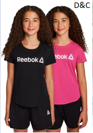 Reebok Girl’s Athletic Identity 2-Pack Short Sleeve T-Shirt, Sizes 4-18