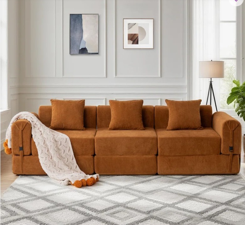 3-seater Boneless Convertible Folding Sofa Bed With Storage Pocket & Modular Design