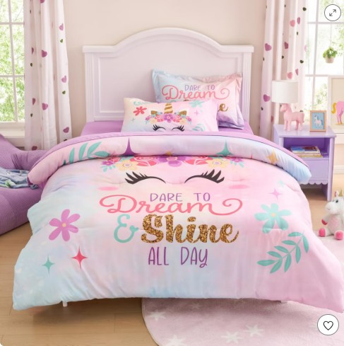 Kid Twin Comforter Set – 5 Piece Bedding Set for Boys/Girls – Super Soft Microfiber Bed in a Bag with Comforter, Sheets, Pillowcase & Sham