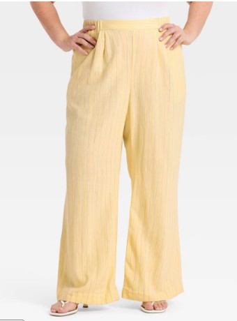 Women’s Relaxed Linen Trousers – A New Day™ Yellow 3X