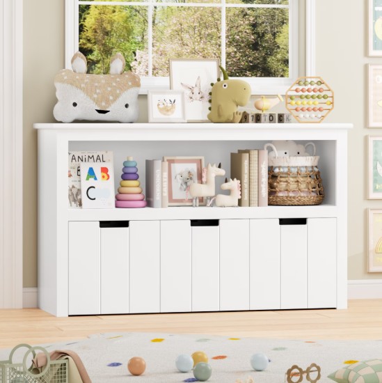 Homfa Kids Toy Storage, Cubes Storage Bins with 3 Drawers, White Toy Box with Shelves and Wheels