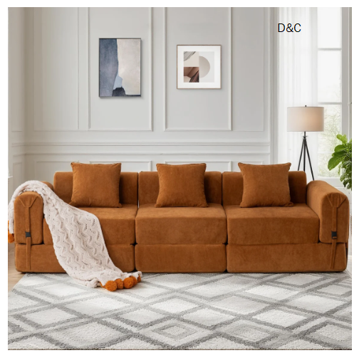 3-seater Boneless Convertible Folding Sofa Bed With Storage Pocket & Modular Design