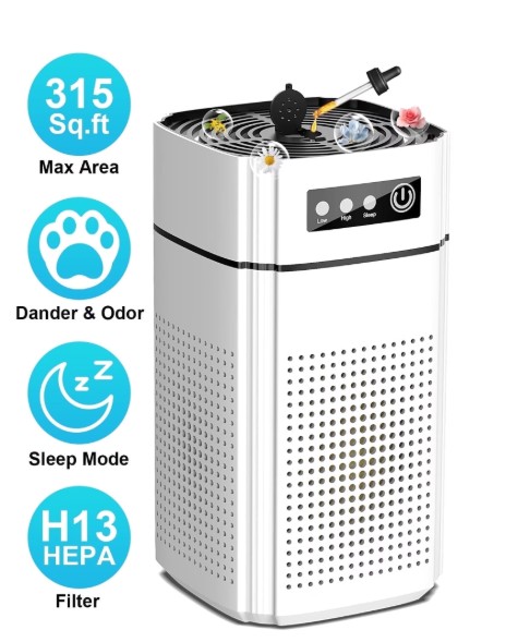 AIRFIRE Air Purifier, AP202 HEPA Air Purifiers for allergies & asthma, Wildfire, Pet Fur, Pollen, 1 PCS, White