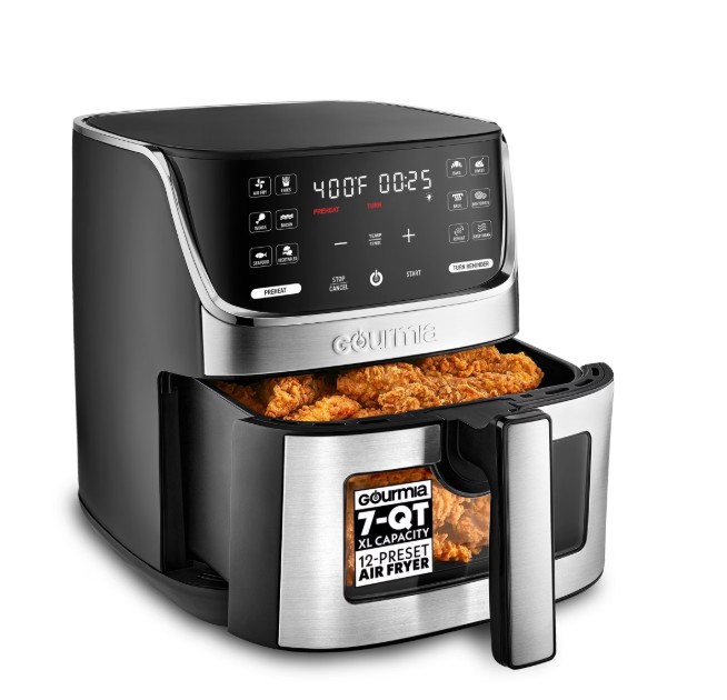 Gourmia 7 QT Digital Air Fryer with Easy View Window, 12-One Touch Presets