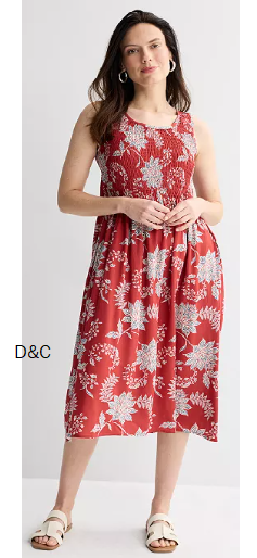 Petite Croft & Barrow® Smocked Midi Dress