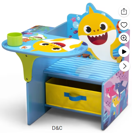 Baby Shark Chair Desk with Storage Bin – Ideal for Arts & Crafts, Snack Time, Homeschooling, Homework & More by Delta Children