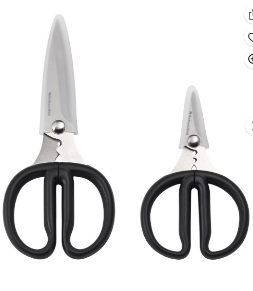 KitchenAid Japanese Steel 2-Piece Kitchen Scissors and Shears Set for Food and Herbs, Black