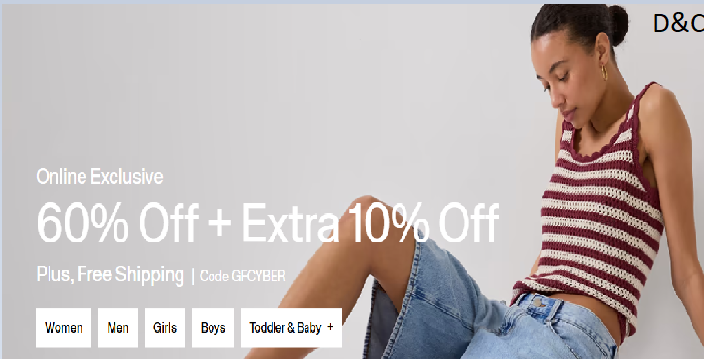 Gap Factory – Extra 60% Off Clearance + Free Shipping on All Orders