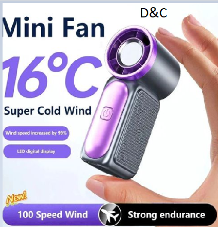 Portable Handheld Mini Fan – 5-Speed Type-C Rechargeable Desktop Fan with Digital Display