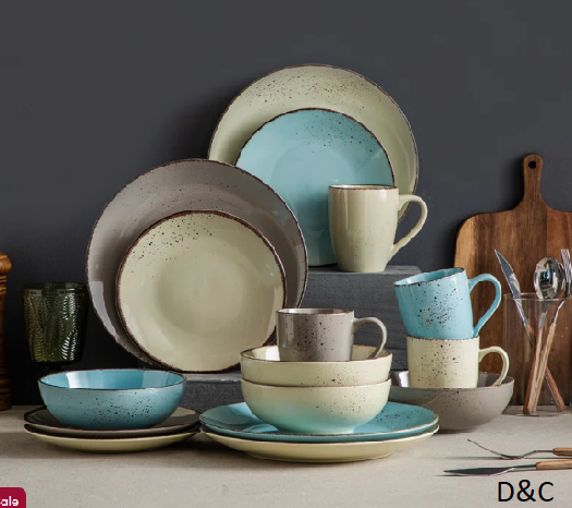 16-Piece Muted Morandi Color Dinnerware Set for 4