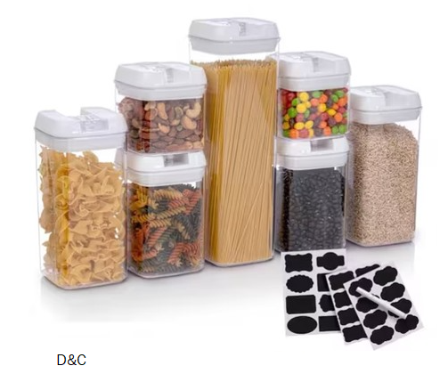 7-piece Plastic Stackable Airtight Food Storage Container Set – White