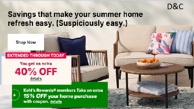 Kohls Today Only Take 40% Off Sitewide