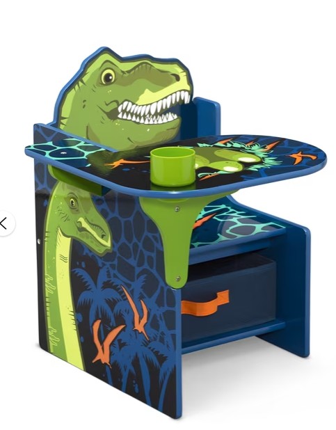 Delta Children Dinosaur Chair Desk with Storage Bin, Greenguard Gold Certified