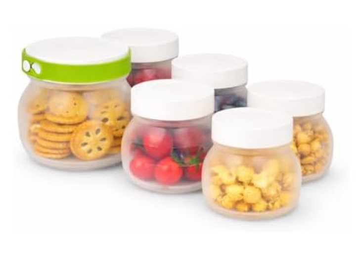 CuLiDing Collapsible Silicone Food Storage Jars with Airtight Lids – Vacuum Compression & Leakproof Design – 6-Piece Set – Microwave, Freezer & Dishwasher Safe – Space Saving Pantry Organization