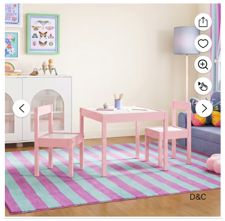 Mainstays Kids 3-Piece Dry Erase Activity Table and Chair Set for Learning, Drawing & Creative Play, Pink