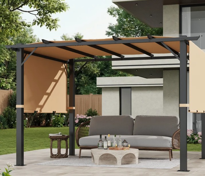 Dossena 5-Piece Outdoor Patio Conversation Set with Cushions, PE Rattan Wicker Reversible Sectional