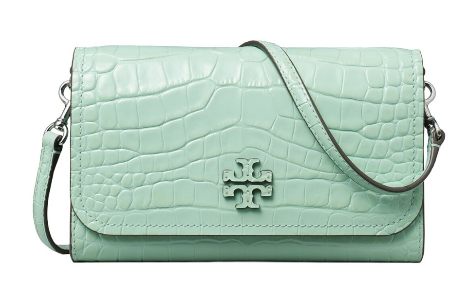 Thea Embossed Flat Leather Chain Wallet