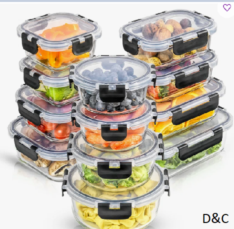 JoyJolt 24-Piece Glass Storage Container Kitchen Food Storage Set with Lids