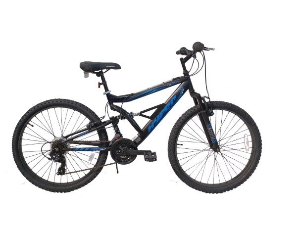 Hyper Bicycles 26″ Shocker Mountain Bike, Adult Ages 14+, Black/Blue