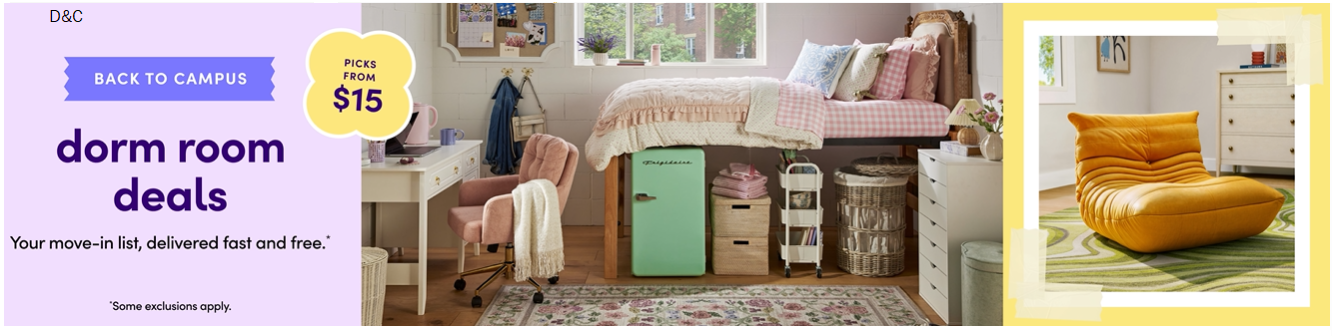 Dorm Day Deals – Free shipping all items.