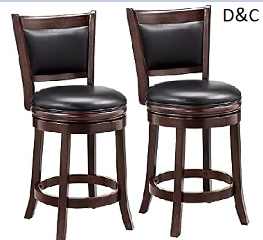 Ball & Cast Swivel Counter Height Barstool 24 Inch Seat Height Cappuccino Set of 2