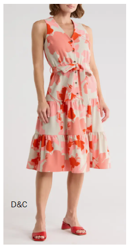 Calvin Klein Printed Belted Dress