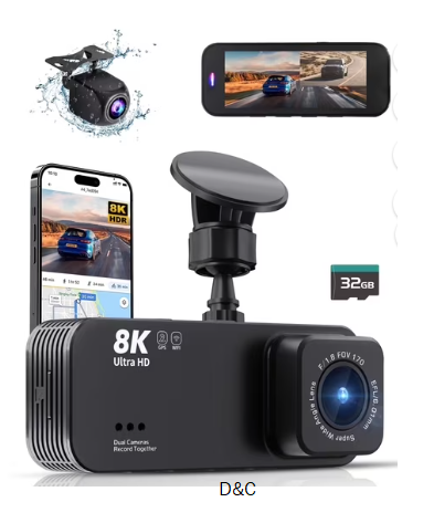 Dash Cam,Gazsocy 8K HD Car Dash Camera with Front and Rear Recording, Built-in Wi-Fi & GPS, Enhanced Night Vision,32 GB