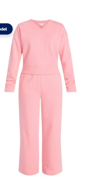 Time and Tru Women’s and Women’s Plus V-Neck Sweatshirt and Pants Set, 2-Piece, Sizes XS-4X