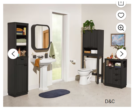 Beautiful Fluted Linen Storage Cabinet, Rich Black