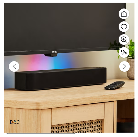 onn 20 Inch Bluetooth 2.1 Channel Soundbar with Multi-Color LED Lighting, Black