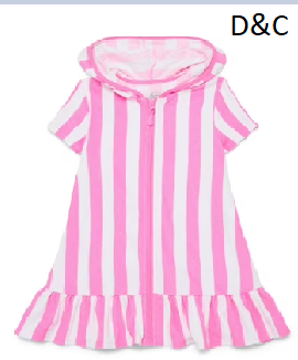 Wonder Nation Girls Terry Towel Swimsuit Coverup Dress with UPF 50+, Sizes 4-18 & Plus