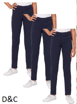 3-Pack Girl’s Stretch Pencil Skinny Uniform Pants