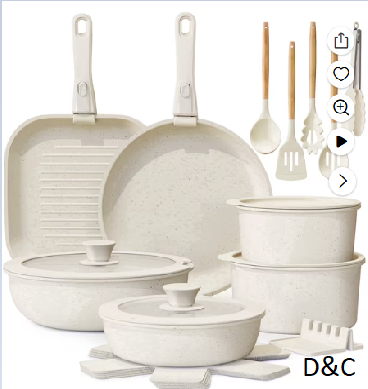 Astercook 22 Piece Pots and Pans Set Non Stick, Cookware Set