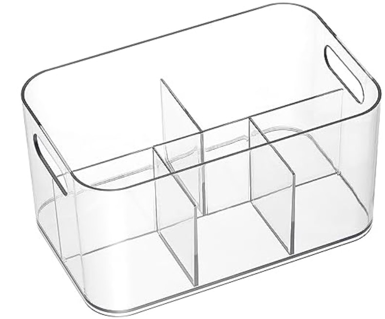 AOZITA 5-Compartment Clear Plastic Bin – Divide