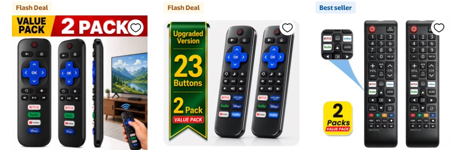 Ustris 2 pack Replacement Remote Control Only for Roku TV, Compatible for TCL Roku/Hisense Roku/Onn Roku/Sharp Roku/Element Roku/Westinghouse Roku/Philips Roku Smart TVs (Not for Roku Stick and Box)